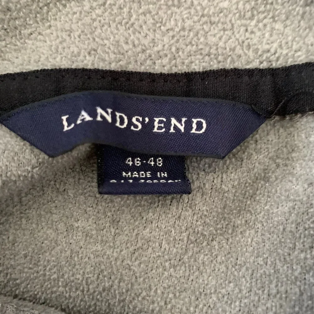Lands' End Jacket Mens XL Gray Full Zip Fleece ThermaCheck Nanotex (46-48) Light